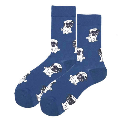 Chaussettes pour hommes en coton, longueur mi-mollet, motif géométrique et rayures