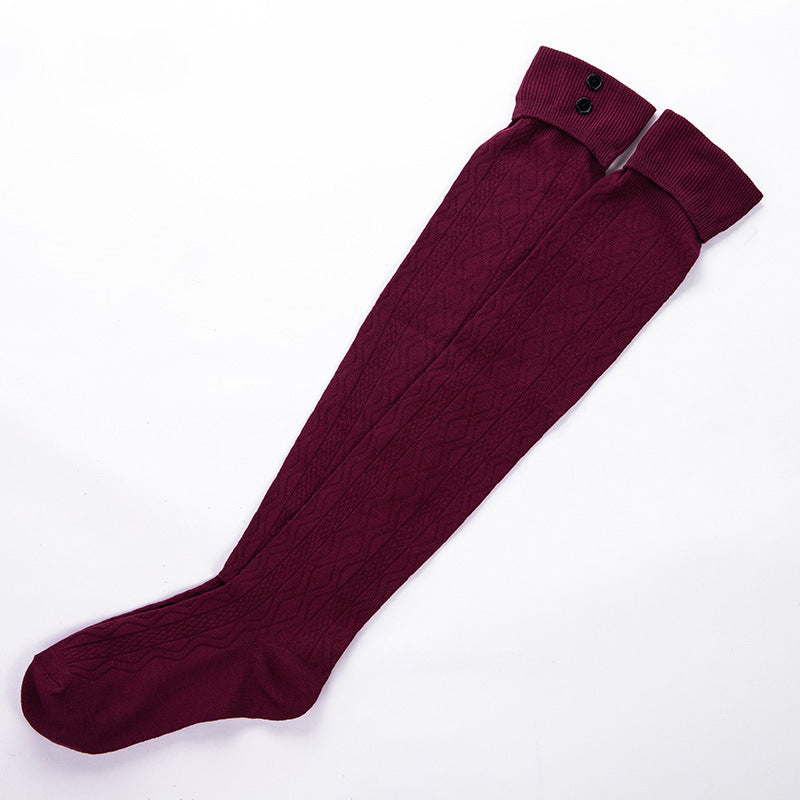 Plain cotton socks with buttons