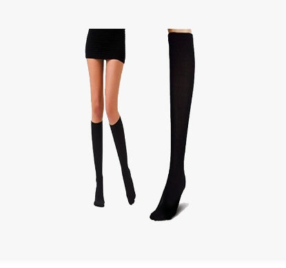 Chaussettes originales du Japon, unies, chaussettes hautes noires, fines, pour le mollet