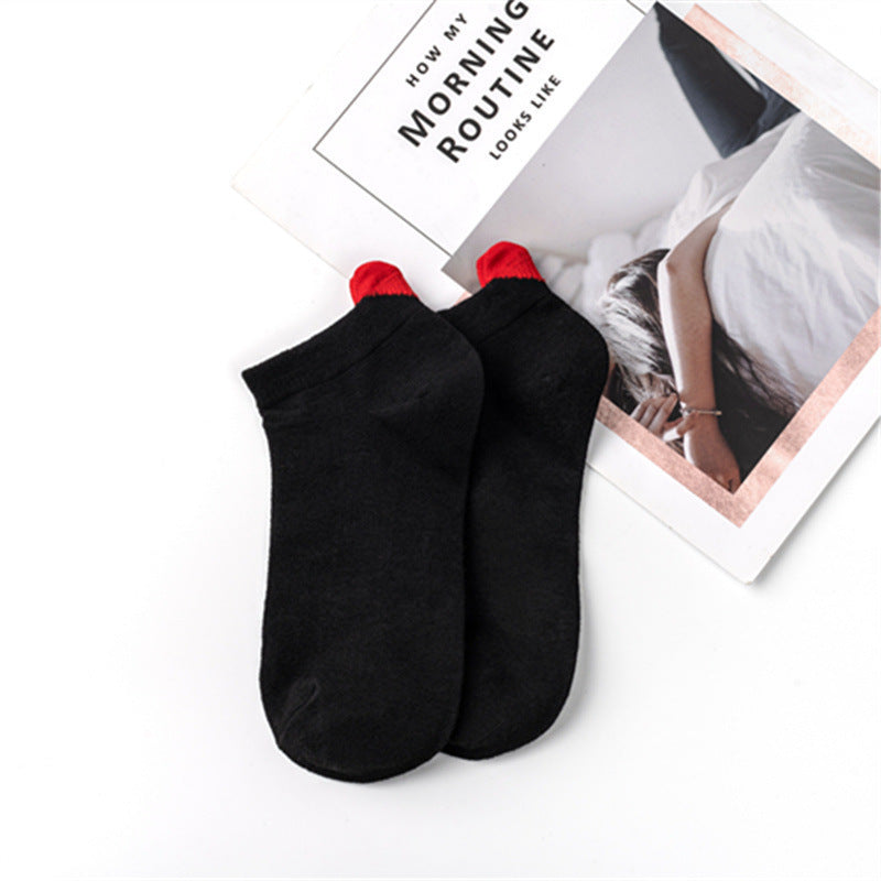 Spring/summer women's socks, solid color, three-dimensional design.