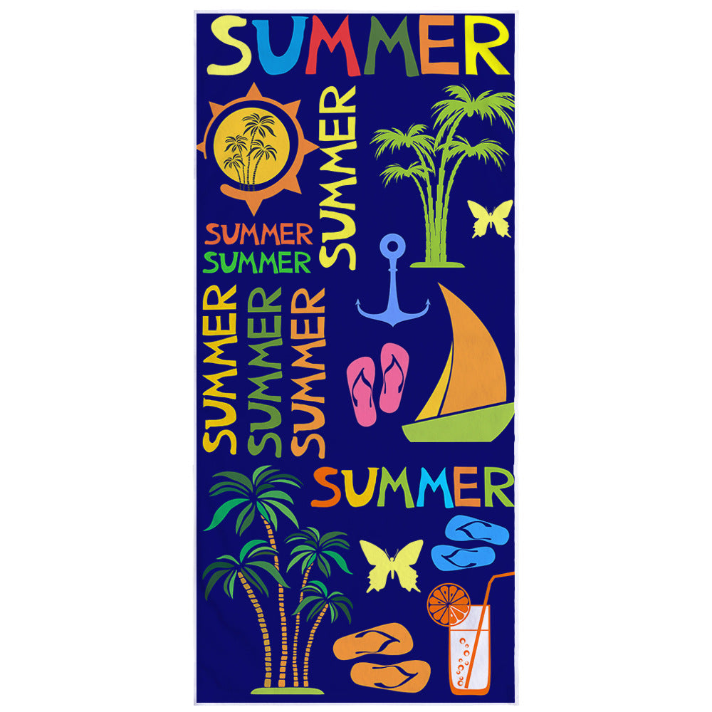 Serviette de plage rectangulaire à imprimé numérique en fibre ultrafine 70 X 150