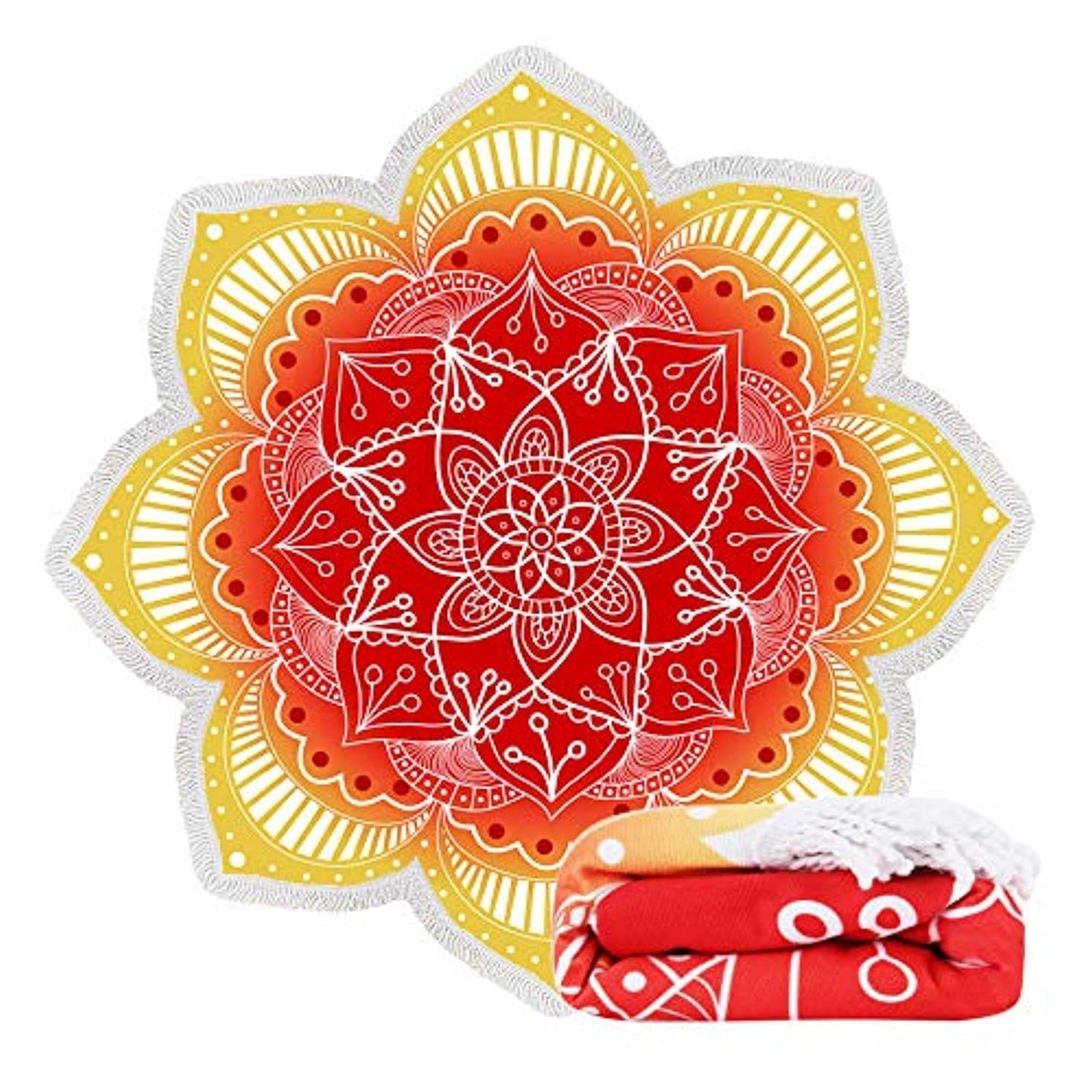 Grande serviette de plage ronde boho à fleurs, 60 pouces, épaisse, absorbante et à séchage rapide, couverture de bain