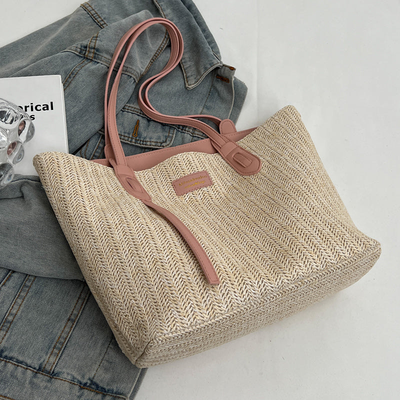 Sac tissé à main et à épaule pour la plage, vacances d'été