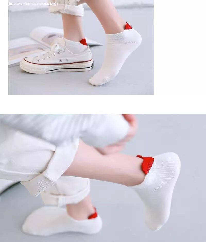 Spring/summer women's socks, solid color, three-dimensional design.