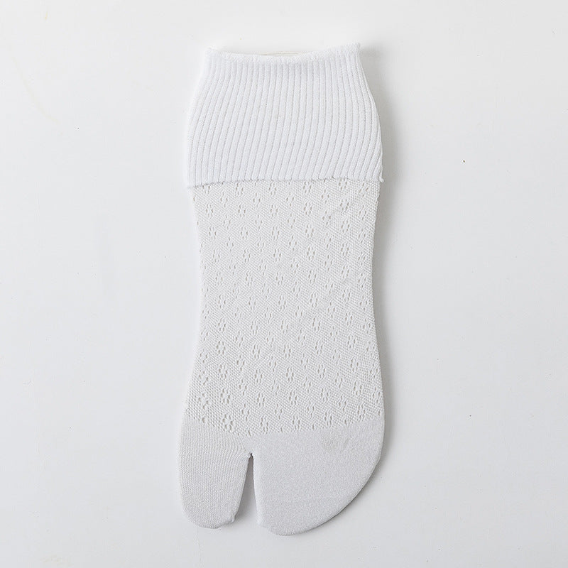 Chaussettes Mi-Hautes pour Femmes avec Ouverture Ajourée et Design à Deux Doigts