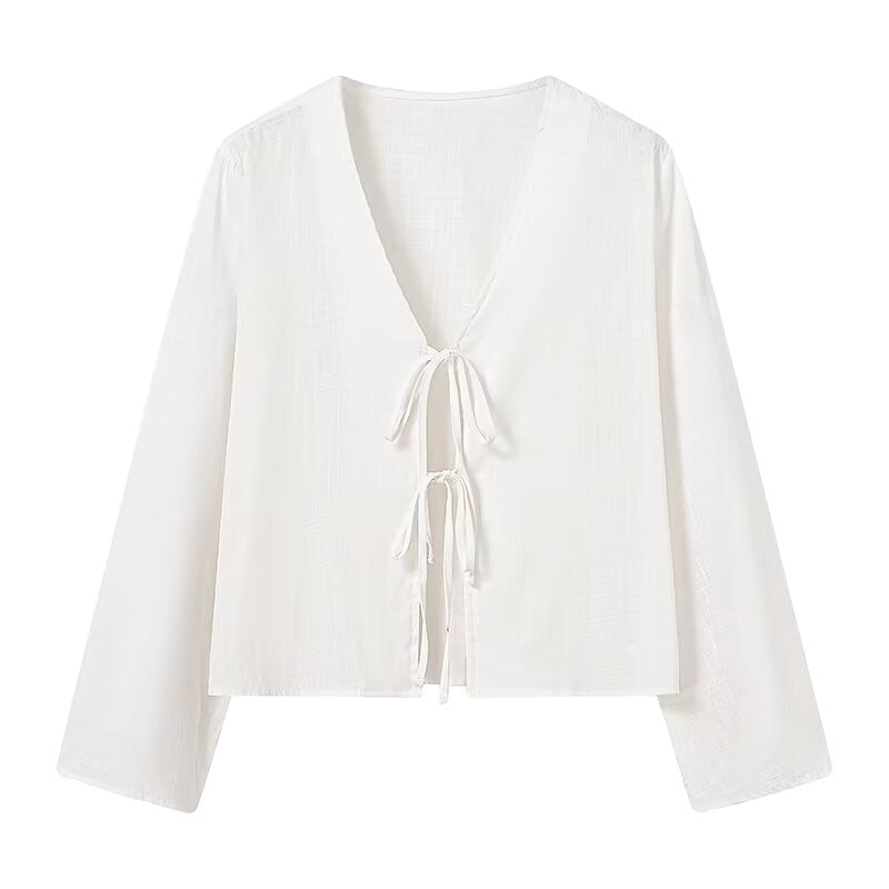 Haut Femme à Lacets – Style Français Décontracté et Polyvalent