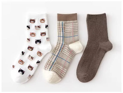 Trois Paires de Chaussettes en Coton Imprimées