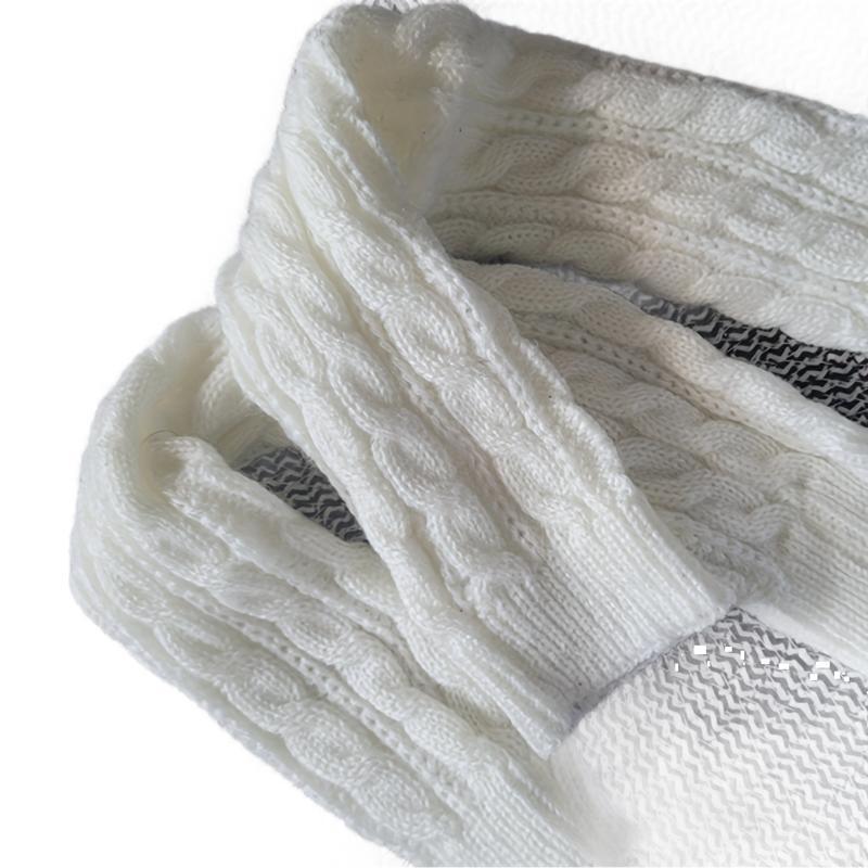 Short finger wool twisted gloves with short cuff and arm sleeve