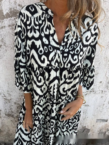 Robe Femme Bohème Ample Imprimée