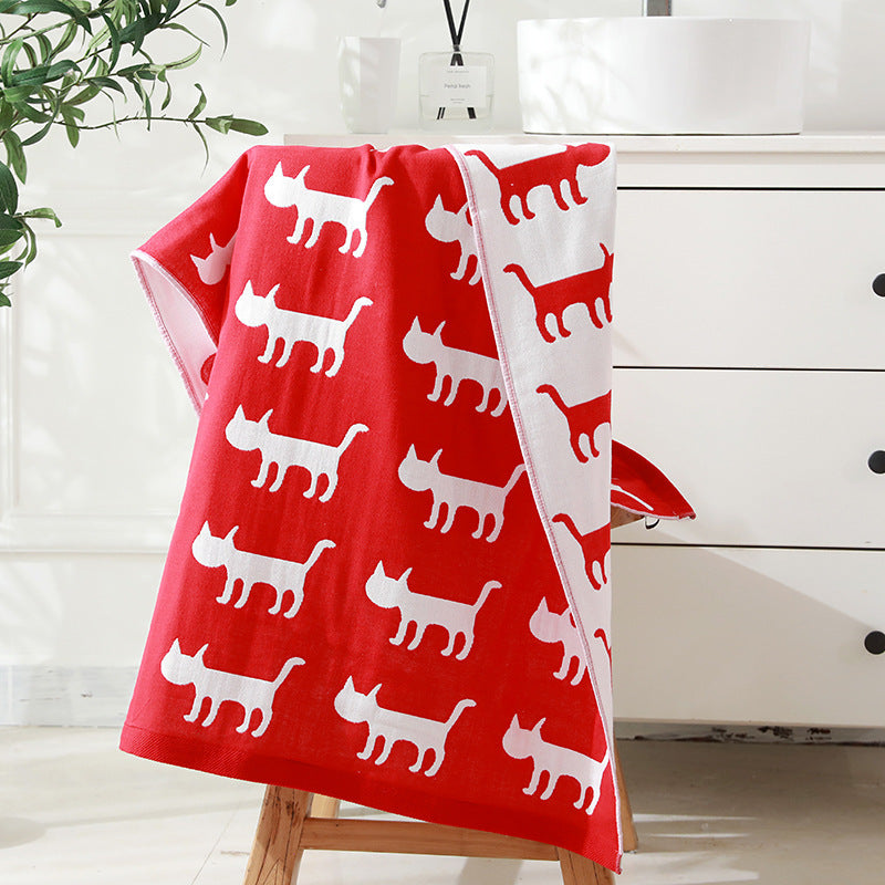 Serviette de plage jacquard à trois couches en gaze de coton 70x140 cm