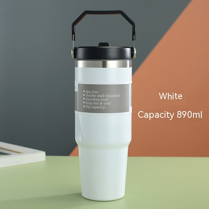 Bouteille de sport portable en acier inoxydable avec poignée – Gobelet de voyage pour café