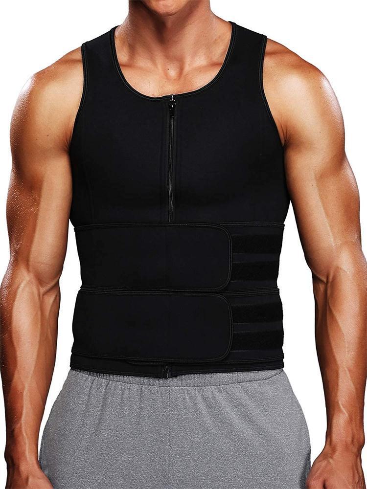 Gilet de Sauna Shapewear pour Hommes, Trainer de Taille avec Double Ceinture, Chemise de Transpiration, Corset, Haut Sculpteur de Corps