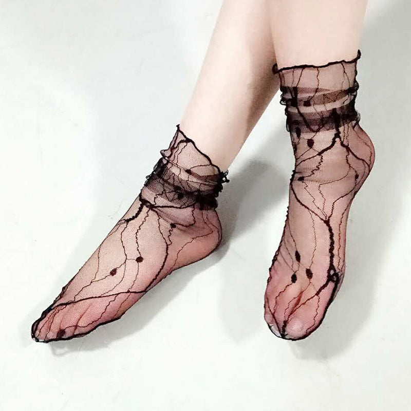 Chaussettes courtes en maille pour femmes, tendance