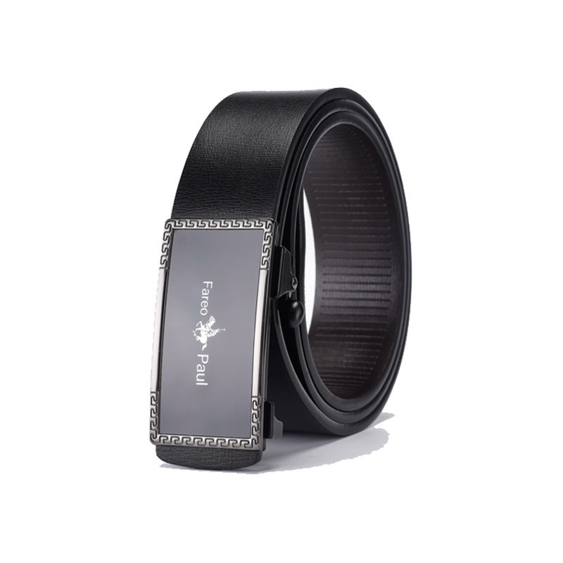 Ceinture en cuir sans dents avec boucle automatique pour homme, style business et loisir