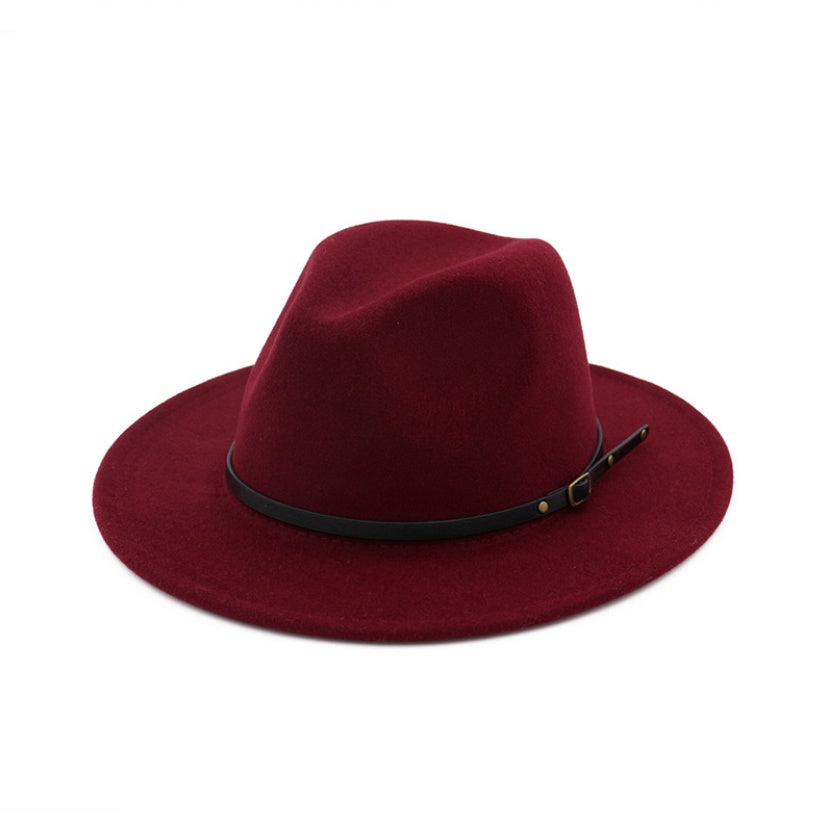 Automne et hiver, chapeau fedora en laine pour femme, chapeau haut-de-forme noir