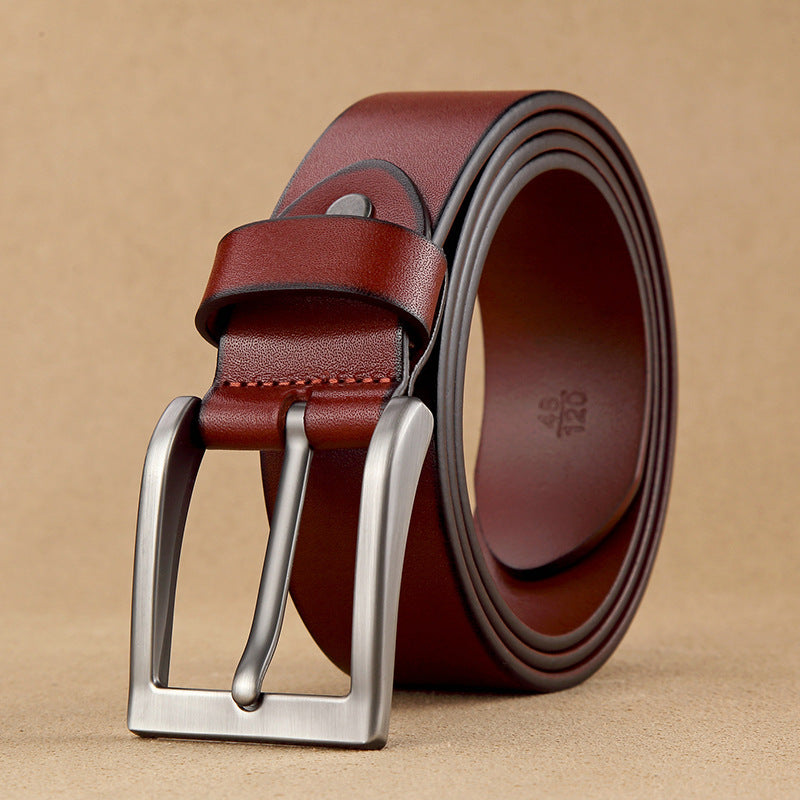 Ceinture en cuir pour homme avec boucle à épingle, style fashion.