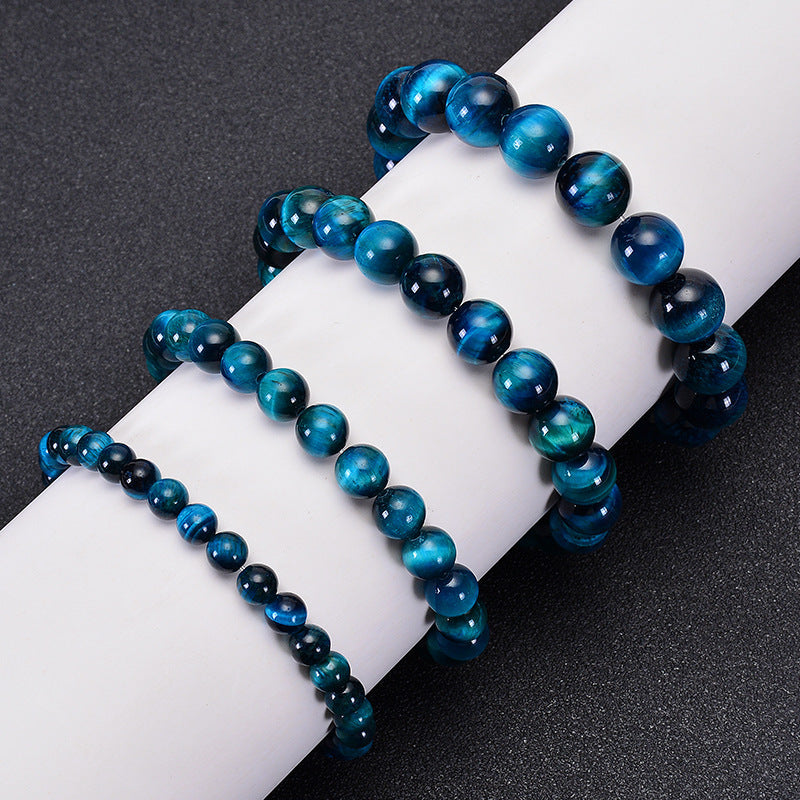 Bracelet Premium en Pierre Naturelle Oeil de Tigre Bleu Ciel