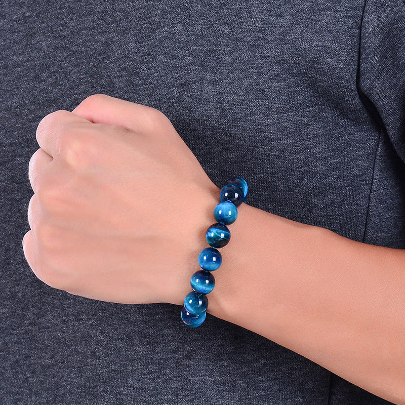 Bracelet Premium en Pierre Naturelle Oeil de Tigre Bleu Ciel