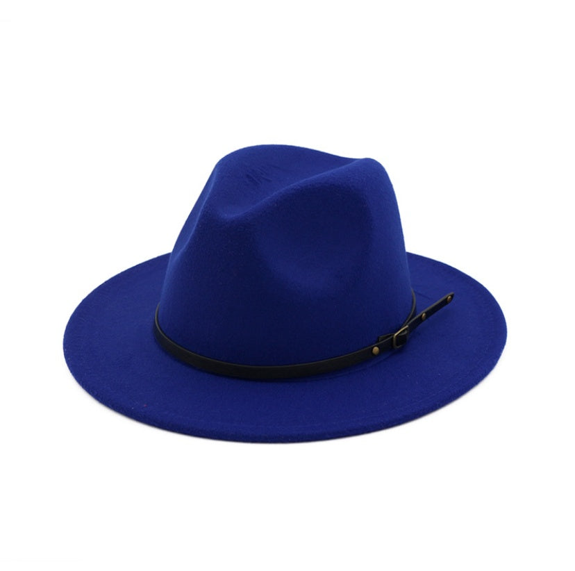 Automne et hiver, chapeau fedora en laine pour femme, chapeau haut-de-forme noir