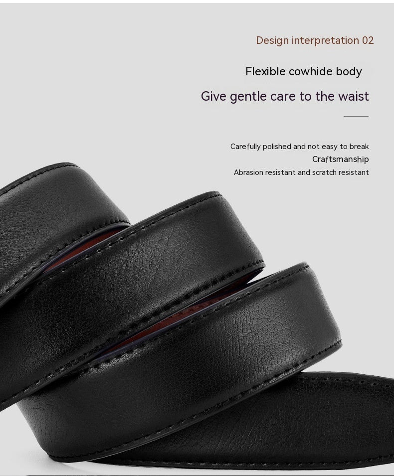 Ceinture en cuir véritable pour homme avec boucle à épingle rotative.