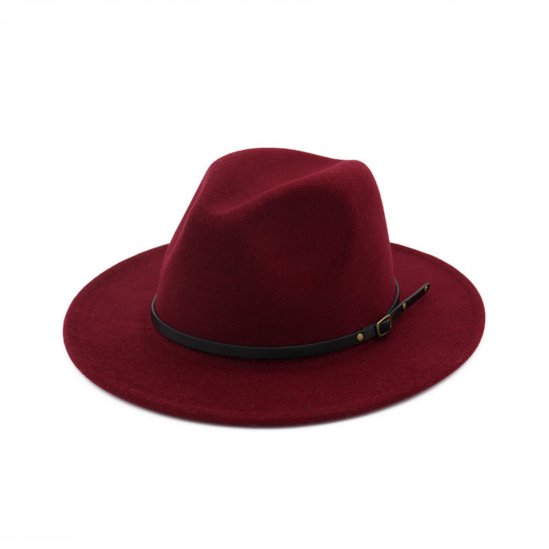 Automne et hiver, chapeau fedora en laine pour femme, chapeau haut-de-forme noir