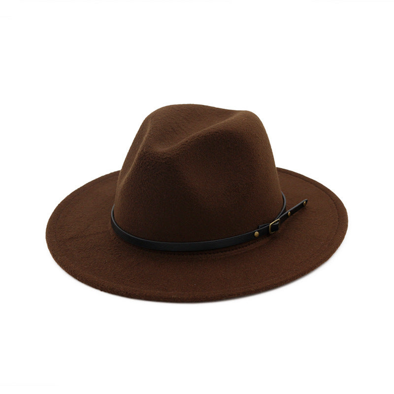 Automne et hiver, chapeau fedora en laine pour femme, chapeau haut-de-forme noir