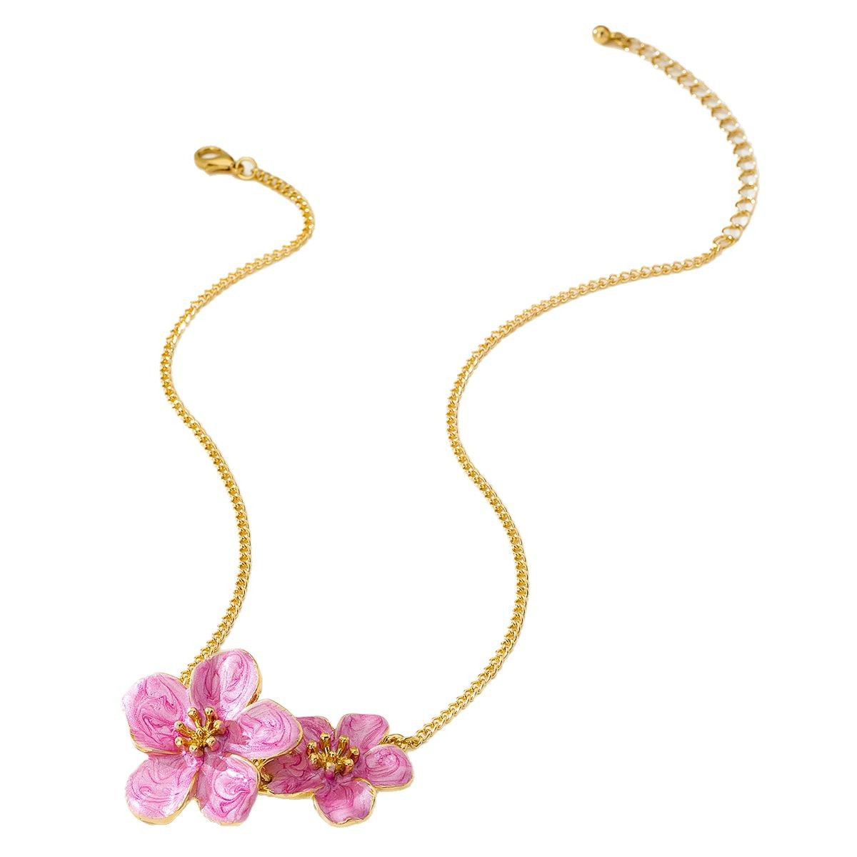 Collier pendentif fleur colorée émaillée élégant
