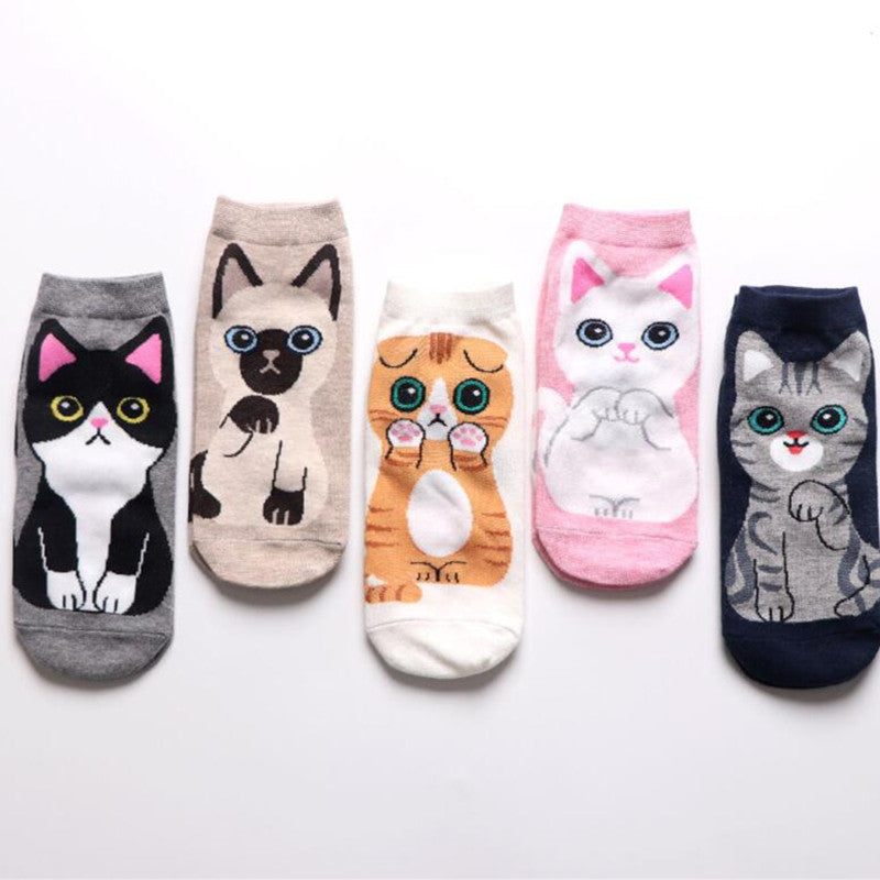 10 PAIRES Chaussettes basses en coton pour femme - Motifs classiques et dessins animés