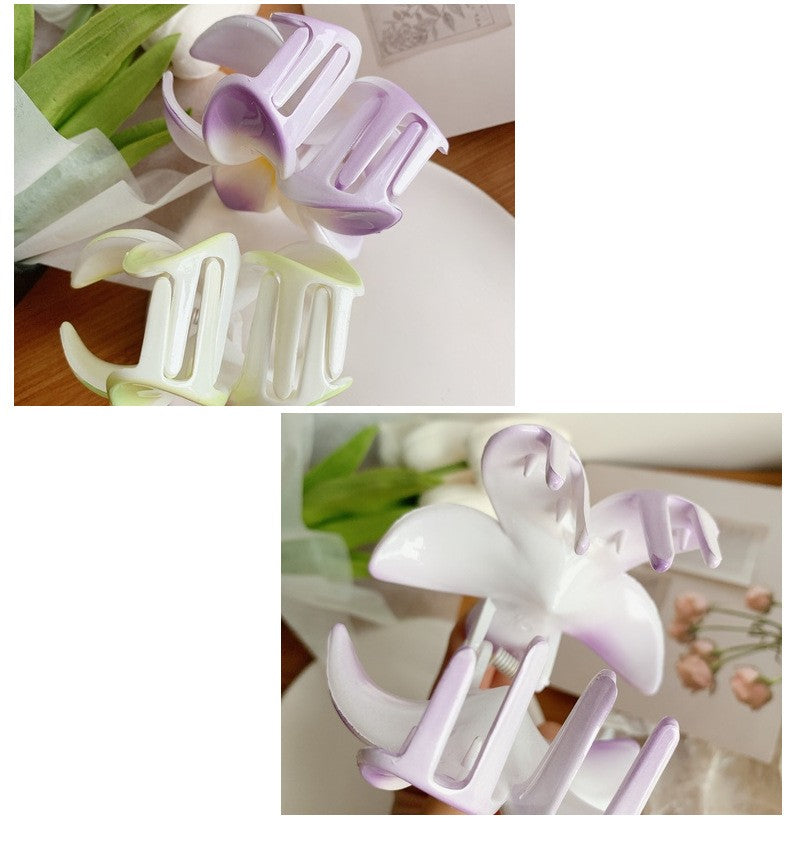 Pince à cheveux fleur Plumeria, pince crabe tendance, accessoire de cheveux