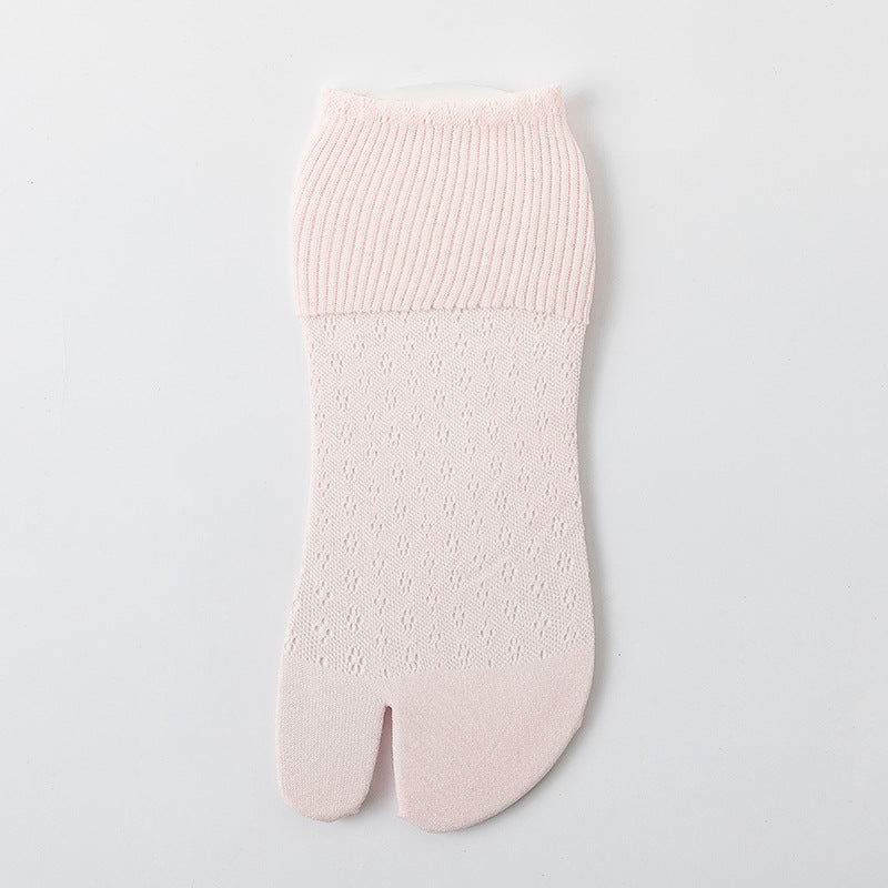 Women's Mid-Calf Socks with Openwork Opening and Two-Toe Design
