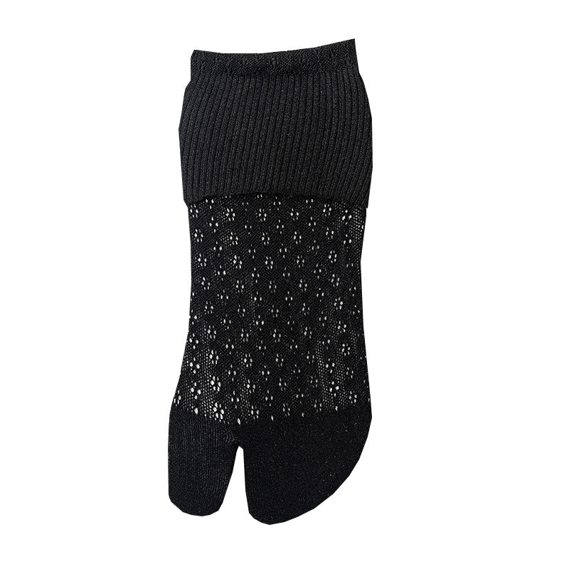 Women's Mid-Calf Socks with Openwork Opening and Two-Toe Design