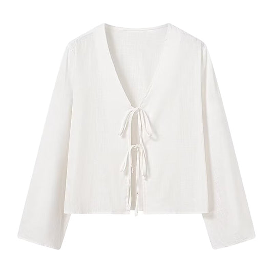 Haut Femme à Lacets – Style Français Décontracté et Polyvalent
