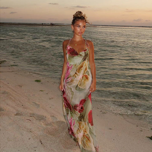 Robe Imprimée Transparente – Femme, Style Vacances