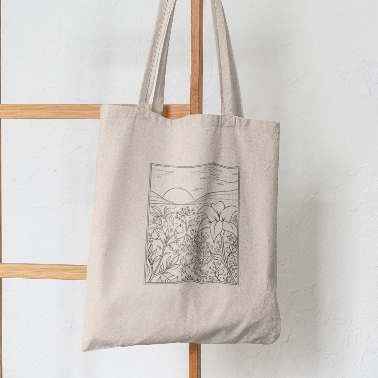 Sac à épaule en toile imprimé papillon et champignon