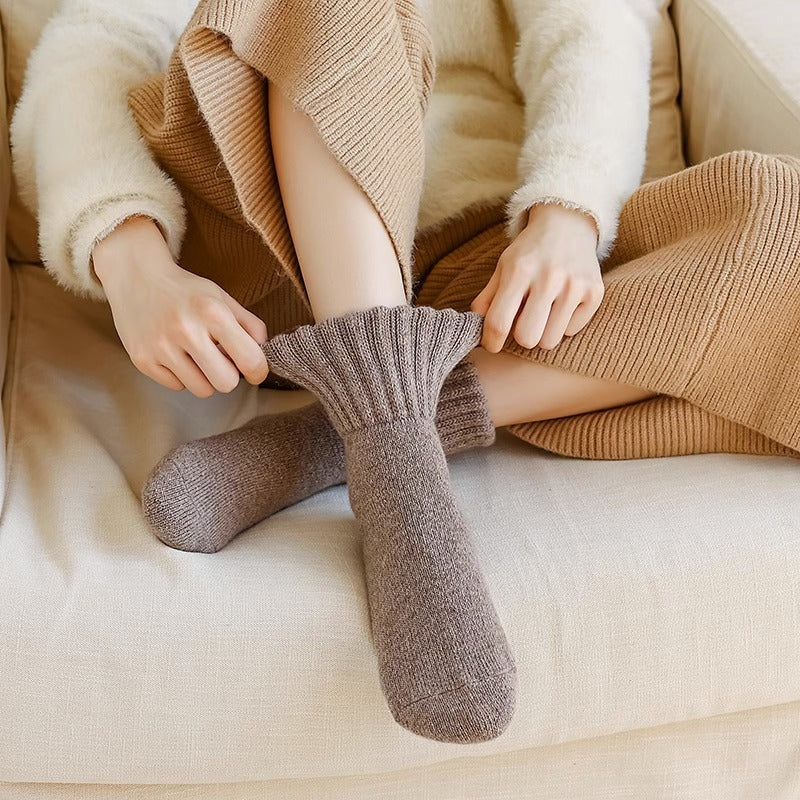 Chaussettes bouclées extra épaisses pour femmes, avec ouverture large