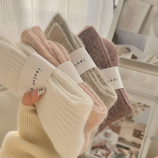 Chaussettes thermiques épaisses doublées en polaire pour femme, mi-mollet, hiver