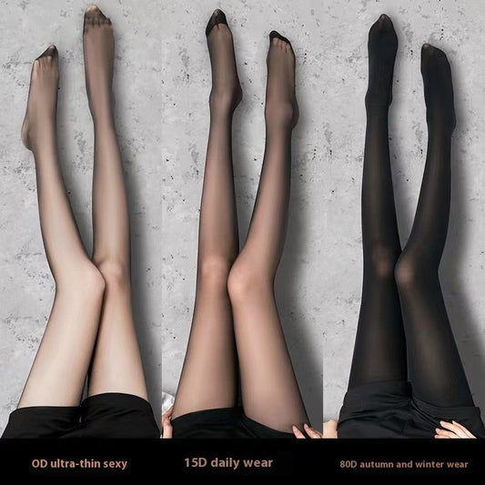 Bas en soie noire 0D, collants noirs ultrafins