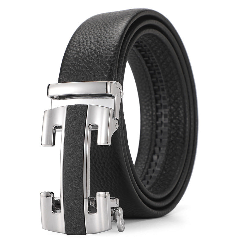 Ceinture en cuir véritable automatique ceinture en cuir pure pour garçons