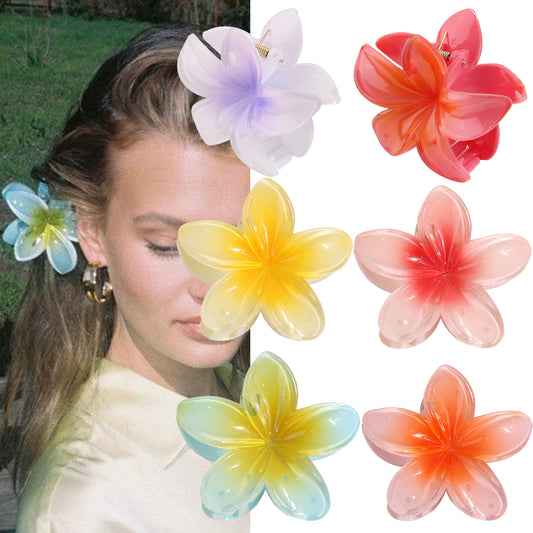 Pince à cheveux fleur Plumeria, pince crabe tendance, accessoire de cheveux