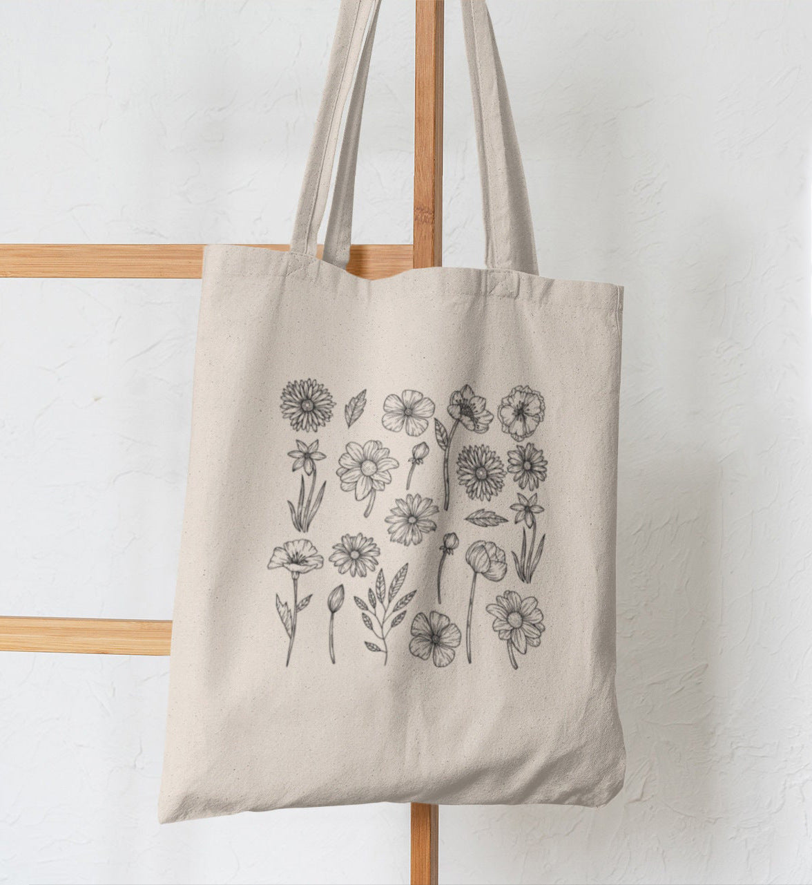 Sac à épaule en toile imprimé papillon et champignon